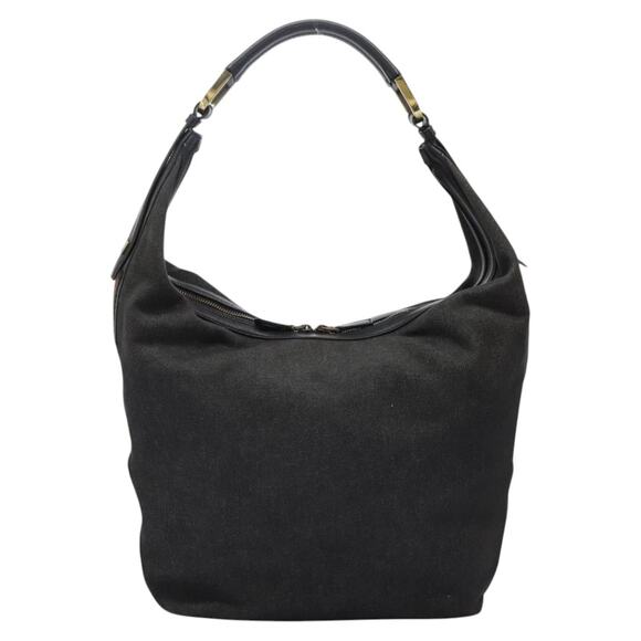 GUCCI Web Sherry Line Shoulder Bag Denim Black Red Green - Picture 3 of 16